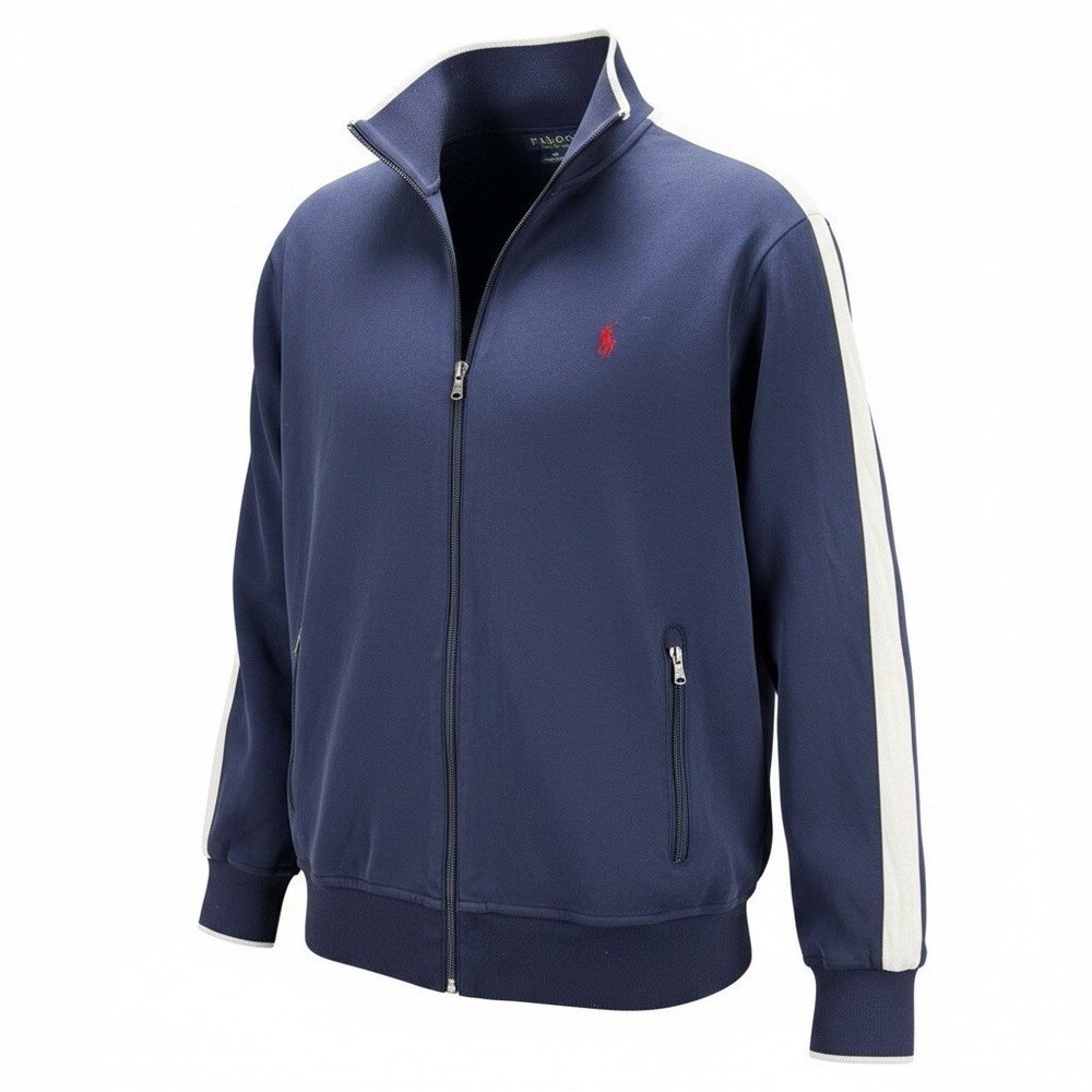 Polo Ralph Lauren Track Jacket Men's XL Navy Full Zip Sweatshirt Red Pony